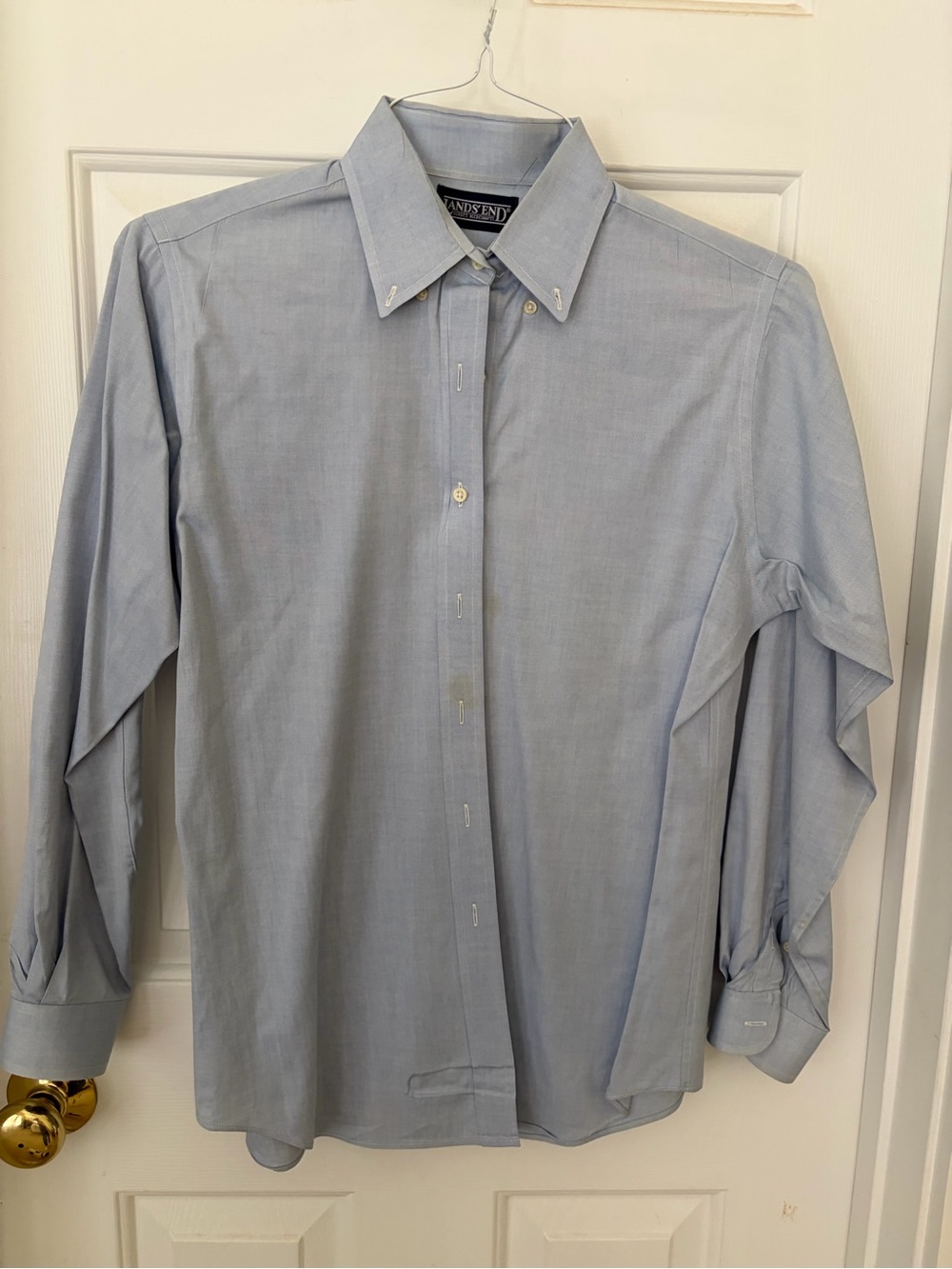 Lands' End Womens Light Blue Button-Down Dress Shirt